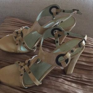 T Strap Patent sandals